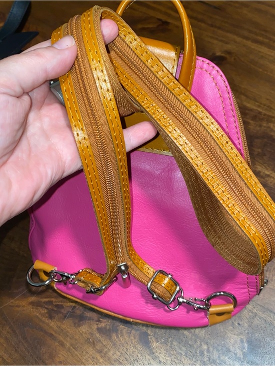 Vera Pelle Hot Pink and Tan Crossbody Sling Bag main image 10